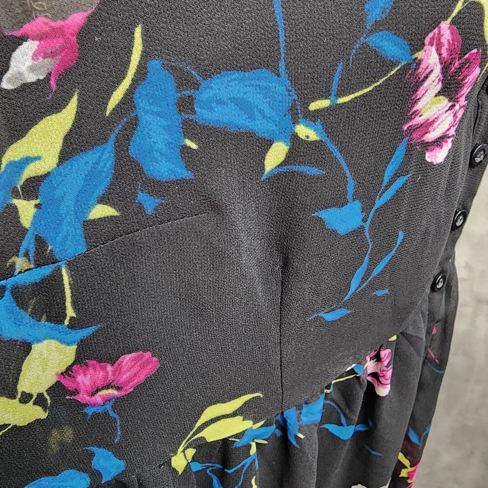 Torrid Midi Dress Women 10 Floral Black Lined Chiffon 3/4 Sleeve Church Office - Picture 9 of 16